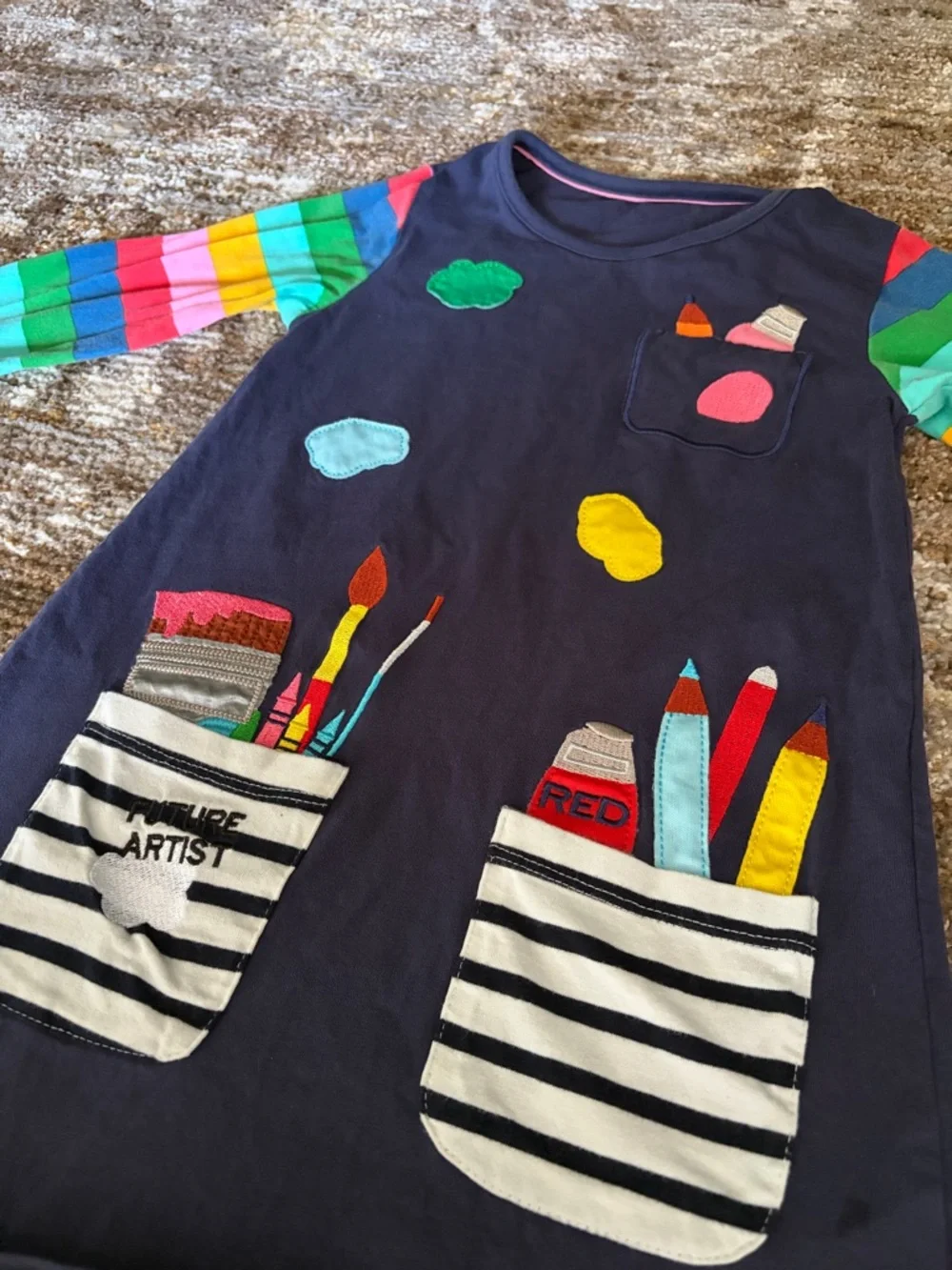 Kids Navy Blue Cotton dress Size 6Y
